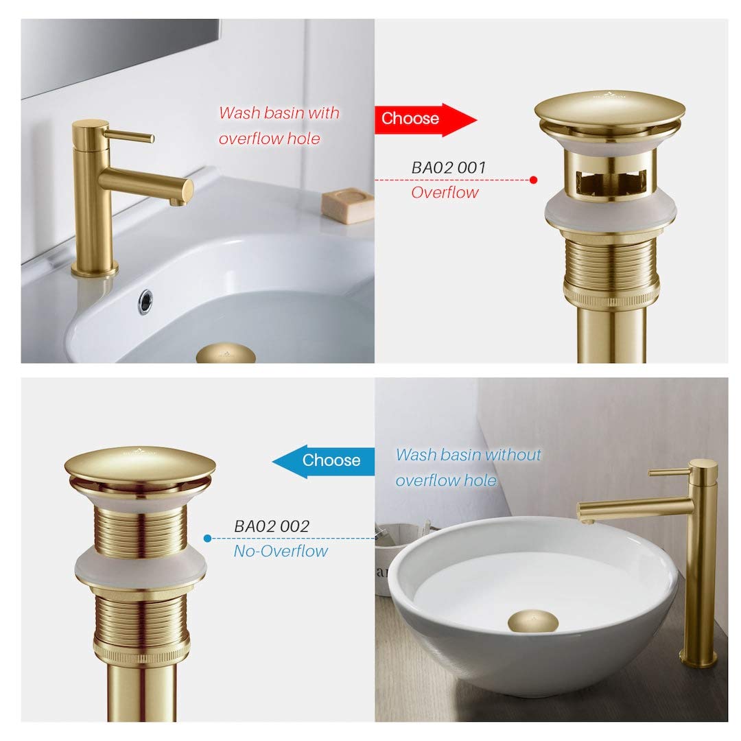 1-1/4” Brass Pop-up (With Overflow, Brush Gold) - Image 9