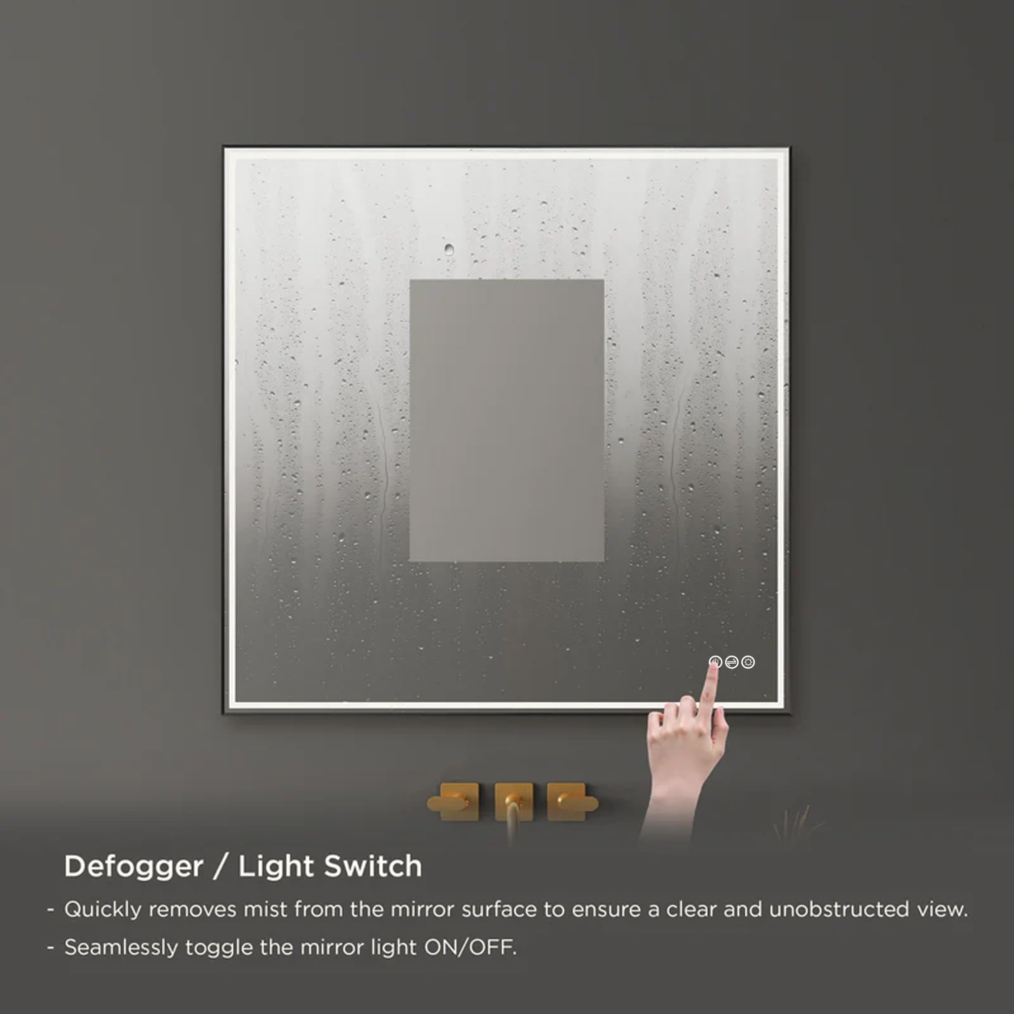 36x36 Inch LED Bathroom Mirror with Matte Black Frame| Wall Mounted Backlit Vanity Mirror with Lights | Anti-Fog, 3 Color Dimmable Smart Bathroom LED Mirror | Frame Vanity Mirror for Makeup - Image 5