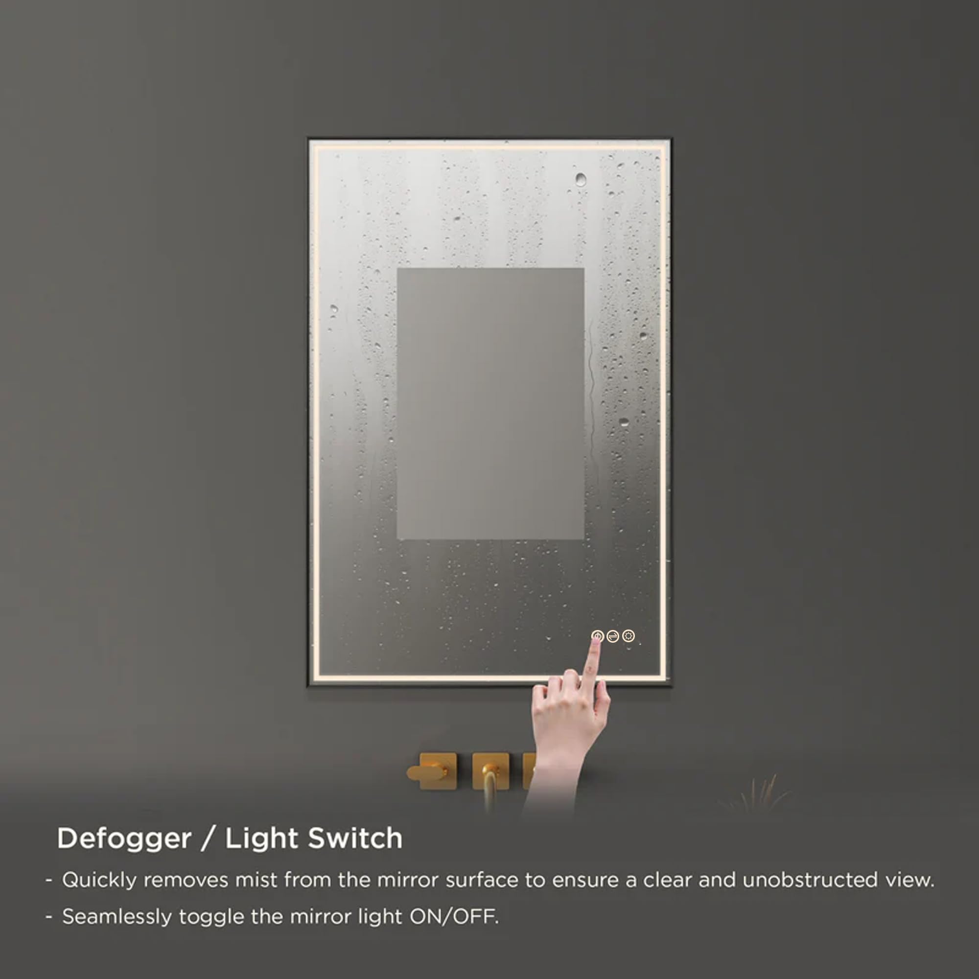 Blossom 24x36 Shatterproof LED Bathroom Mirror - Black Framed Dual Illumination (Front + Backlit) - Anti-Fog Dimmable Vanity Mirror - Modern Farmhouse Wall Mounted Copper-Free Glass - Image 5