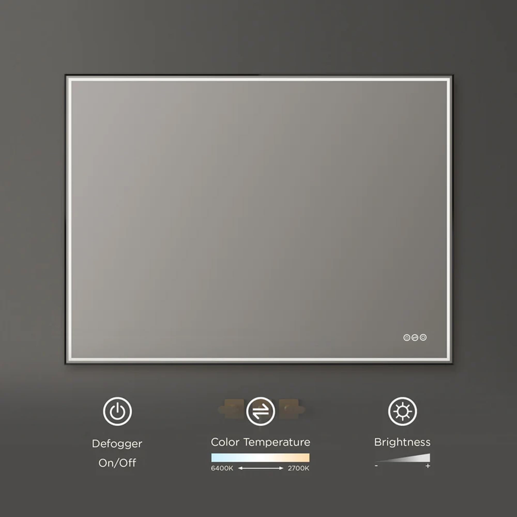 Blossom 48"x 36" LED Bathroom Mirror with Lights, Dimmable, Anti-Fog, Front Lit, Backlit, Lighted Wall Mounted Rectangle for Vanity Makeup Memory Function, Tempered Glass with Matte Black Frame - Image 3