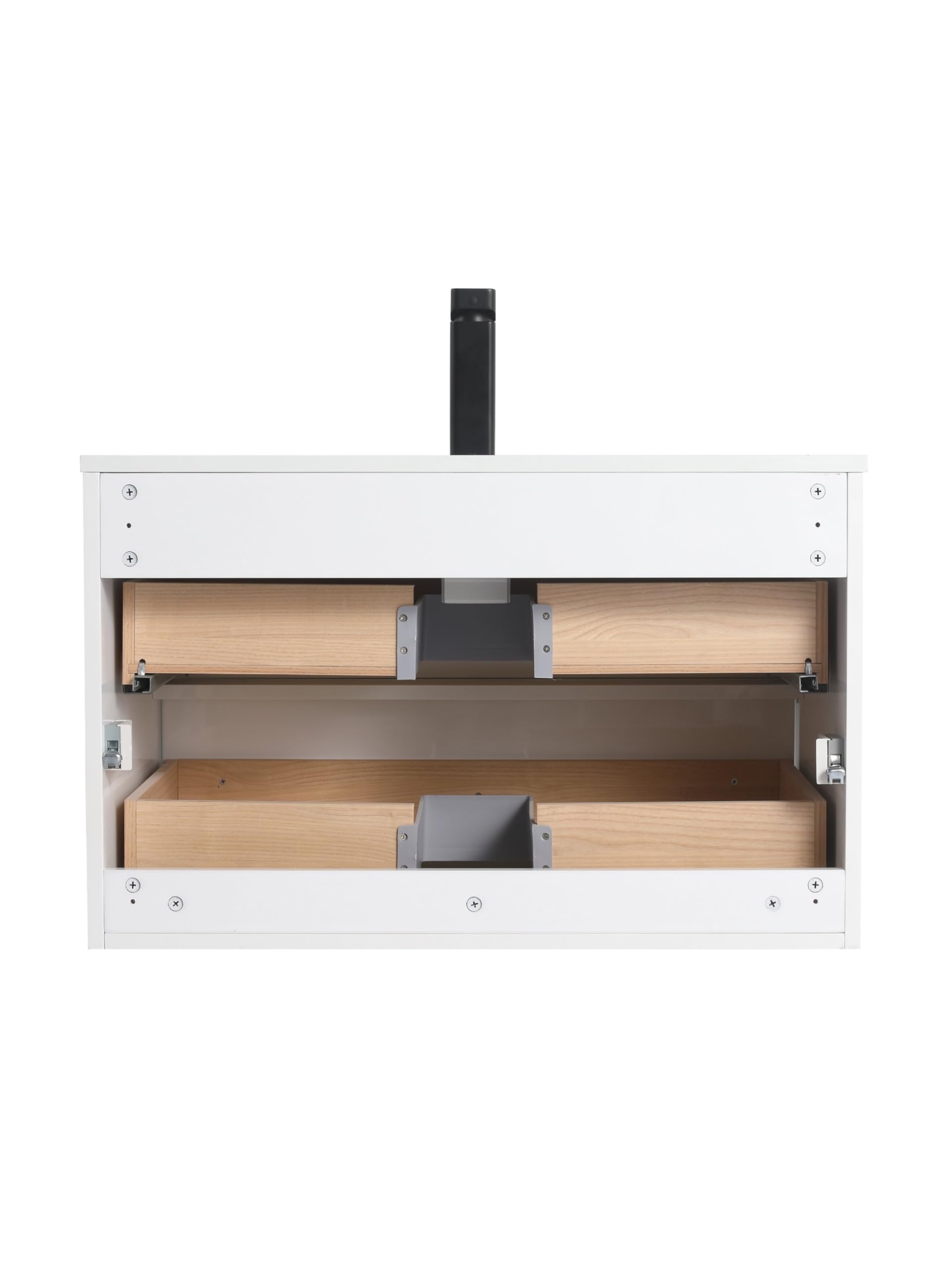 Blossom All-Wood Wall-Mounted Bathroom Vanity with SMC Sink, Floating Design with Soft-Close Drawers, Space-Saving Storage Solution for Modern Bathrooms, Glossy White - 30-Inch - Image 9